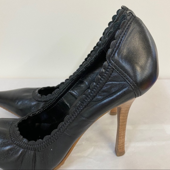 Aldo Supple Black Pointy Toe Stacked Heels - Picture 4 of 10